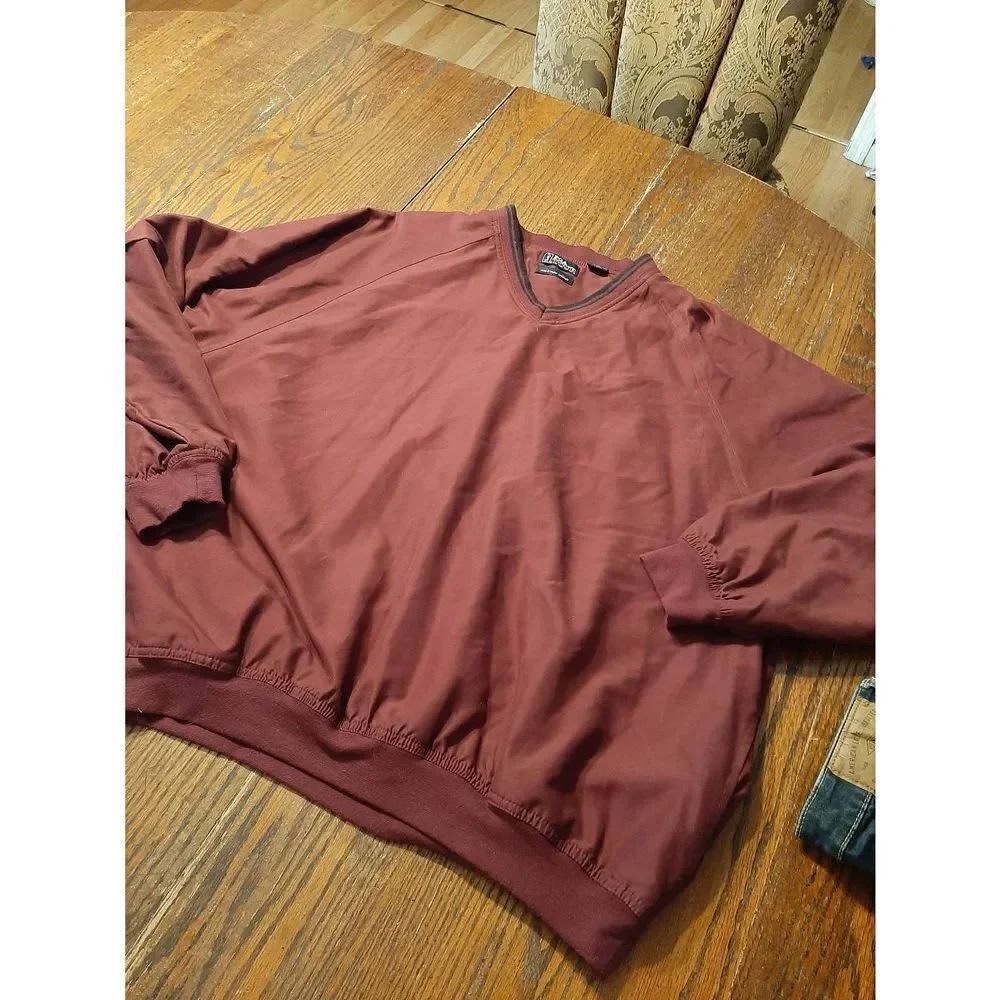 XL PGA Tour Burgandy Long Sleeve Wind Water Resistant Performanc Pullover Shirt